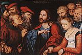 Lucas Cranach The Elder Wall Art - Christ and the Adulteress